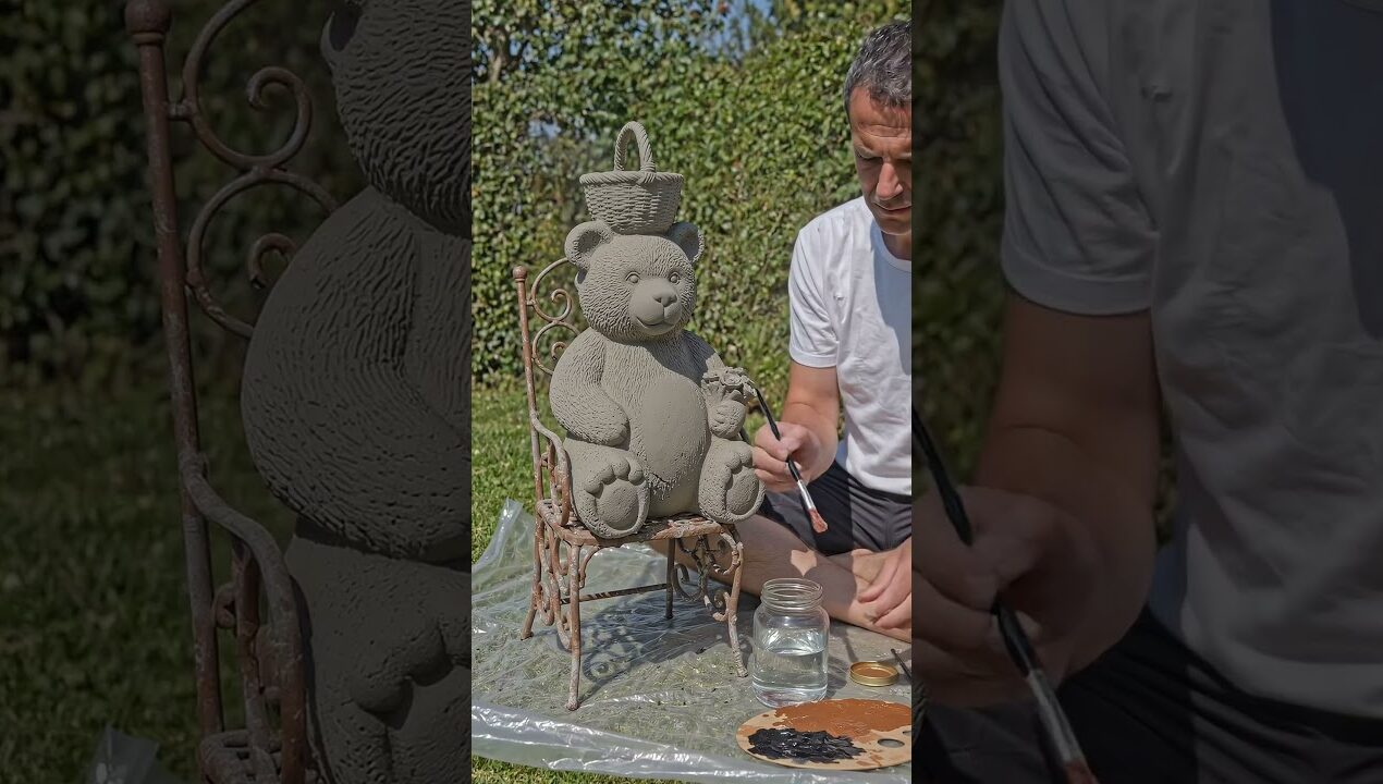 I Dipped a Teddy Bear in CEMENT and Made a Garden Planter 🧸🌸 #diy #garden