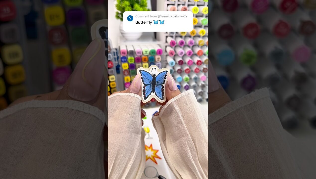 Tiny Butterfly Sticker DIY #art #diy #drawing #craft #sticker #creative #satisfying #youtubeshorts