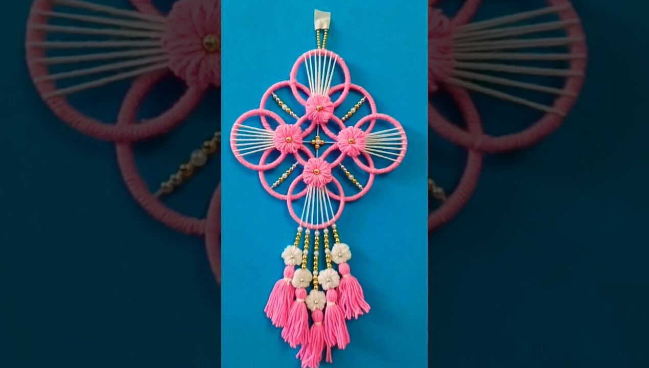 how to make a woolen wall Hanging Craft | Easy DIY ideas ✨  #diy #ytshorts  #wallhanging #craft