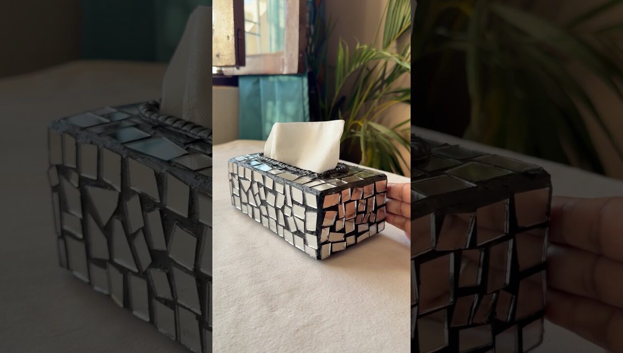 Broken Mirror se Banaya Luxury Tissue Holder ✨diy tissue holder||#diy #trending #craft #craft #art