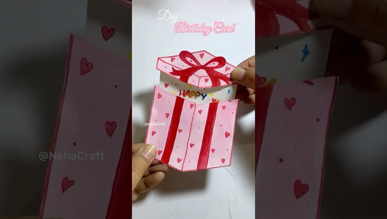DIY Happy Birthday Card ✨🎀 #diy #gift #craft #handmade #youtubeshorts