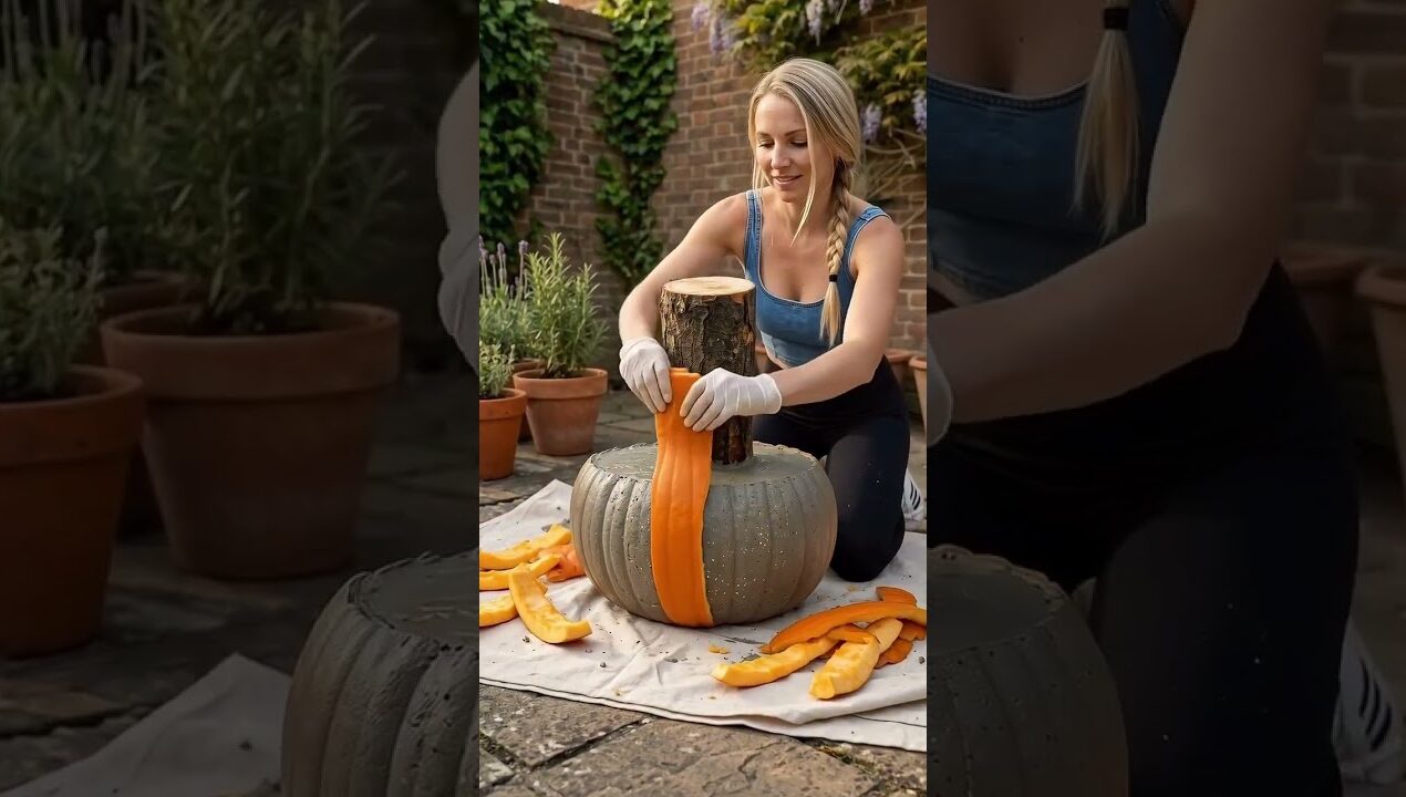 #DIY Pumpkin Mold + Concrete = Rustic Mushroom Decor #creativeideas #gardenideas