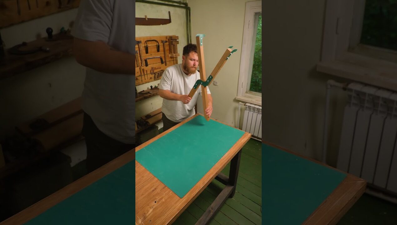 DIY Folding Table With Hidden Mechanism 🪵 #woodworking #shorts