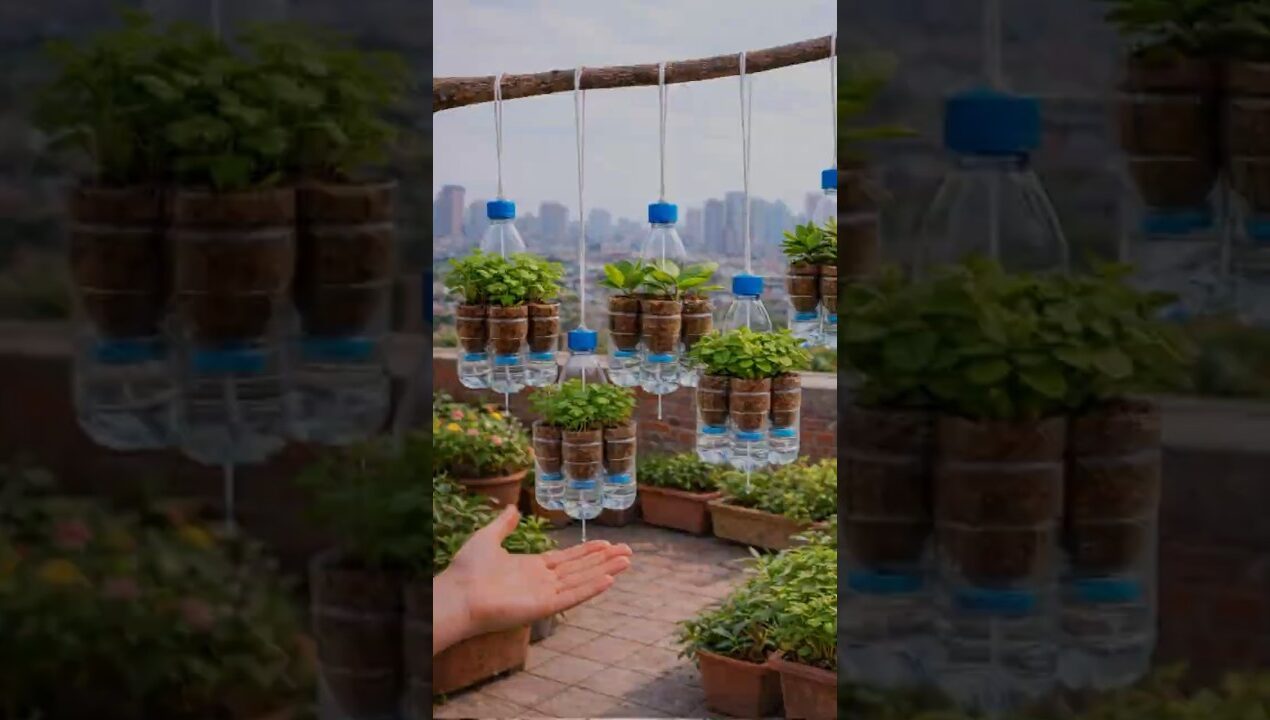 DIY Self-Watering Bottle Planter Cluster (5 Pots in 1) | Smart Rooftop Gardening Hack #farminglife