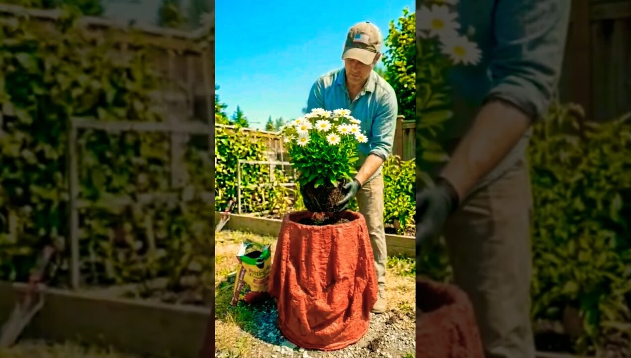 Amazing DIY Cement Planter 🌿 | Creative Garden Decor Idea #DIY #CementPlanter #Shorts #GardenDecor