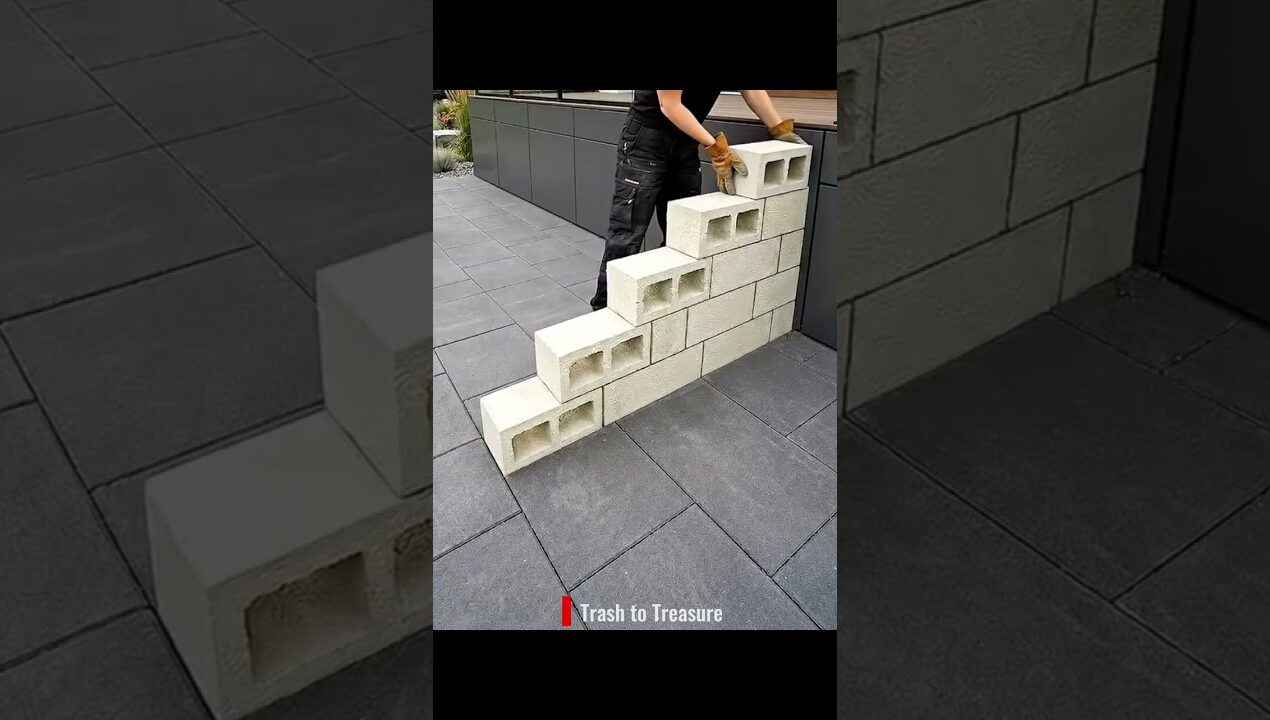 Build Stunning Patio Stairs with Cinder Blocks & Wood! #diy #diyproject #homeimprovement #upcycling