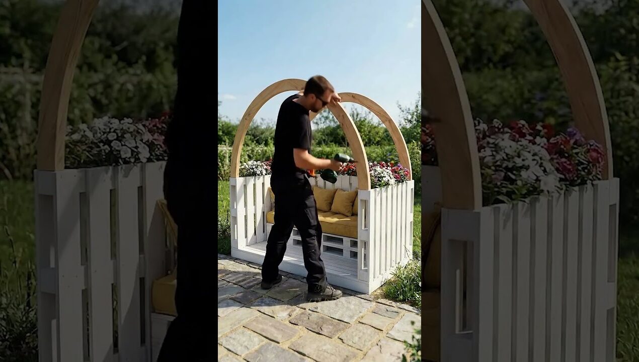 How to Build a Luxury Garden Bench from Pallets! 🪵✨ #diy #backyard #woodworking