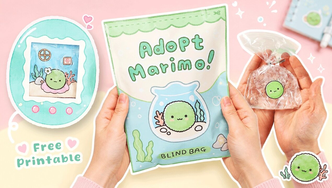 Adopt Marimo Moss Ball Blind Bag Paper DIY ✨ Free Printable ✨ ASMR