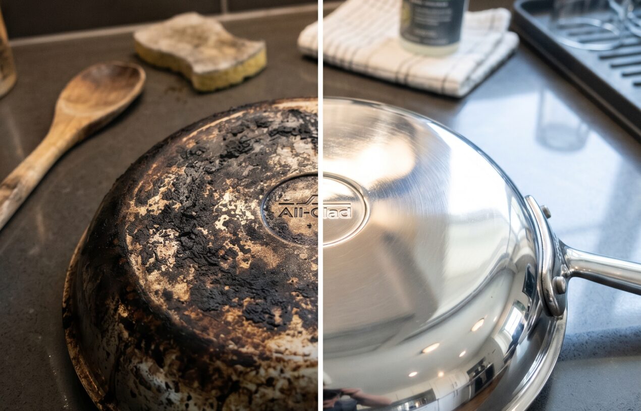 The 10-Minute No-Scrub Trick to Clean Burnt Grease from Pots and Pans
