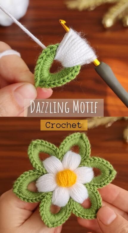 ‘Dazzling Motif’: Crochet 3D Daisy Flower – Step-by-Step Guide